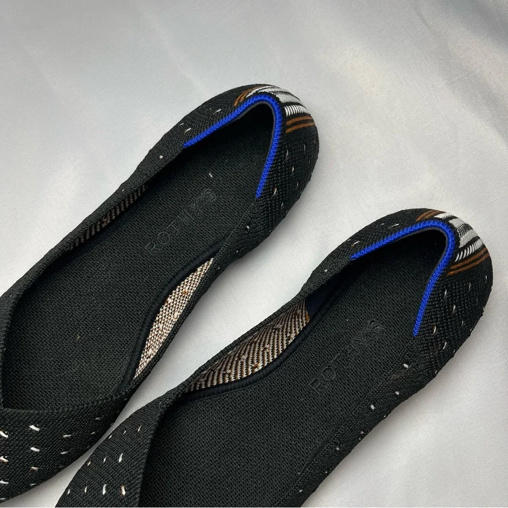 Rothy's The Point Flats in Ivory Dot Size 9 Black